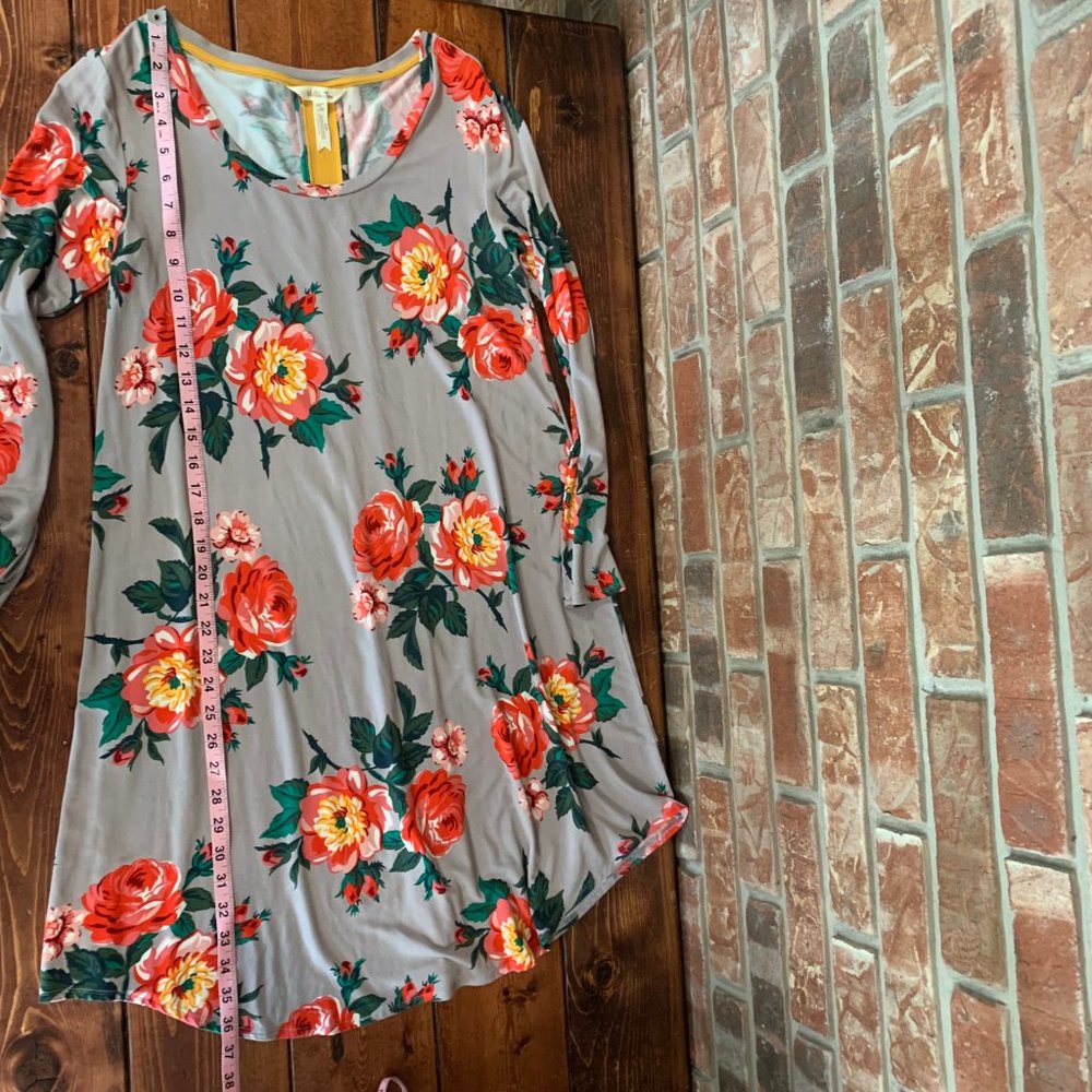 Matilda Jane Say I'm a Dreamer Gray Small Floral Long Sleeve Women's Dress EUC - Picture 10 of 14